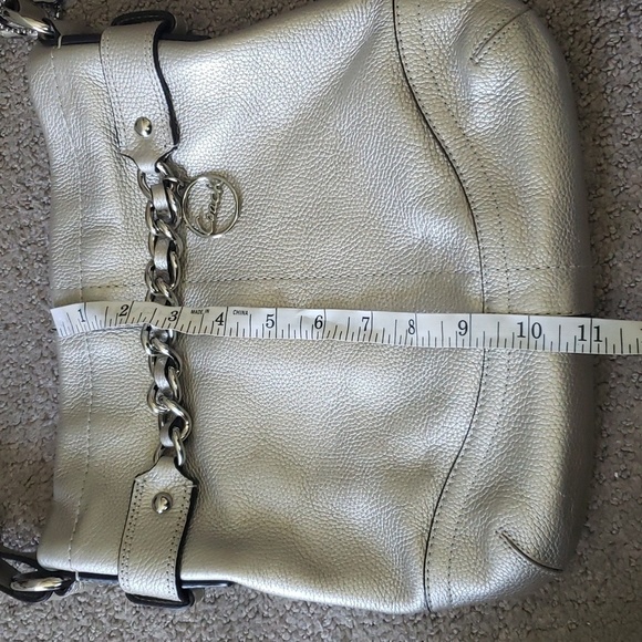 Coach Chain Duffle Pebbled Leather Crossbody Shoulder Bag Purse Metallic - Picture 2 of 9